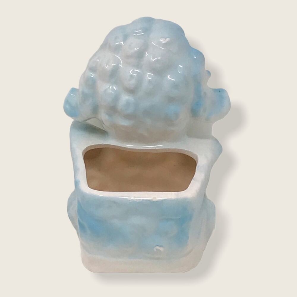 Baby Blue Ceramic Lamb Vase Planter Flower Pot Velco of Japan - Picture 4 of 7